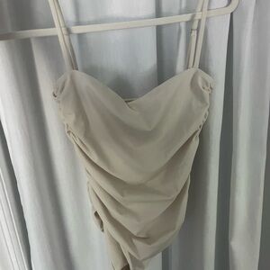 Free People Cream Ruched Swimsuit
